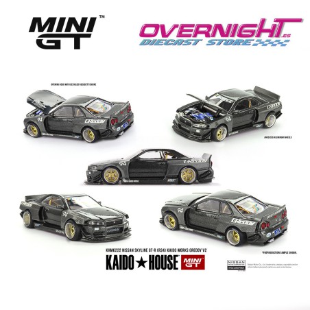 Mini GT Kaido House Nissan Skyline GT-R R34 Kaido Works GReddy V2 Escala 1/64 KHMG222