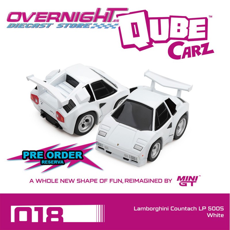 - PREORDER - Mini GT Qube Carz Lamborghini Countach 500s Blanco1985 n18 Blister QZ01201-BL