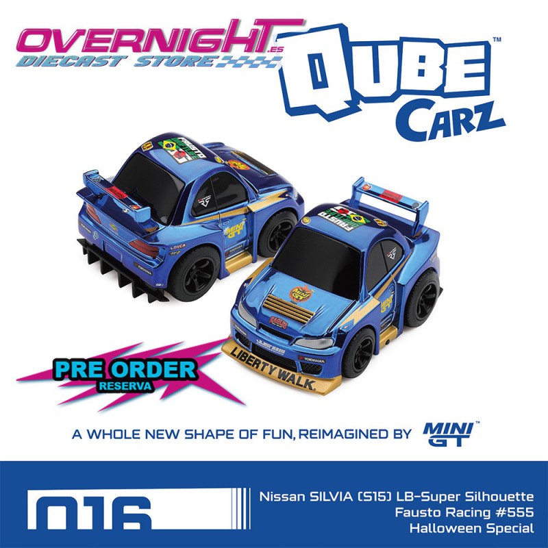 - PREORDER - Mini GT Qube Carz Nissan Silvia (S15) Lb-Super Silhouette Fausto Racing n555 Halloween n15 Blister QZ00504-BL