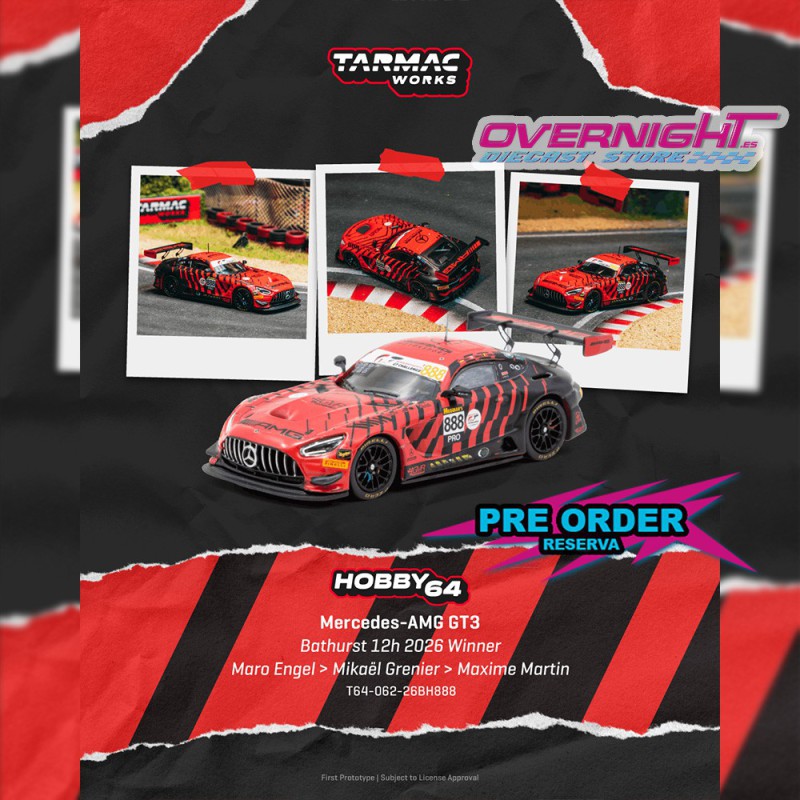 - PREORDER - Tarmac Works Mercedes-Benz Amg Gt Gt3 n888 Maro Engel Bathurst 12h 2026 - Escala 1/64 T64-062-26BH888