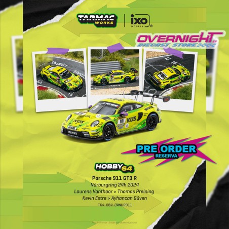 - PREORDER - Tarmac Works Porsche 911 (992) Gt3 R n911 Laurens Vanthoor Nurburgring 24h 2024 - Escala 1/64 T64-084-24NUR911