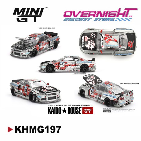Mini GT Kaido House Nissan Skyline GT-R (R34) Kaido Star Racing V1 1999 Escala 1/64 KHMG197